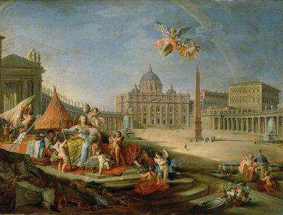 Piazza San Pietro, Rome with an Allegory of the Triumph of the Papacy, 1757 by Giovanni Paolo Pannini